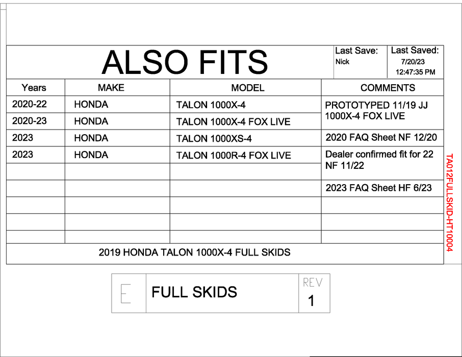Trail Armor Honda Talon 1000X-4 and Talon 1000X-4 Fox Live Valve Edition Full Skids with Integrated Side Skid Plates