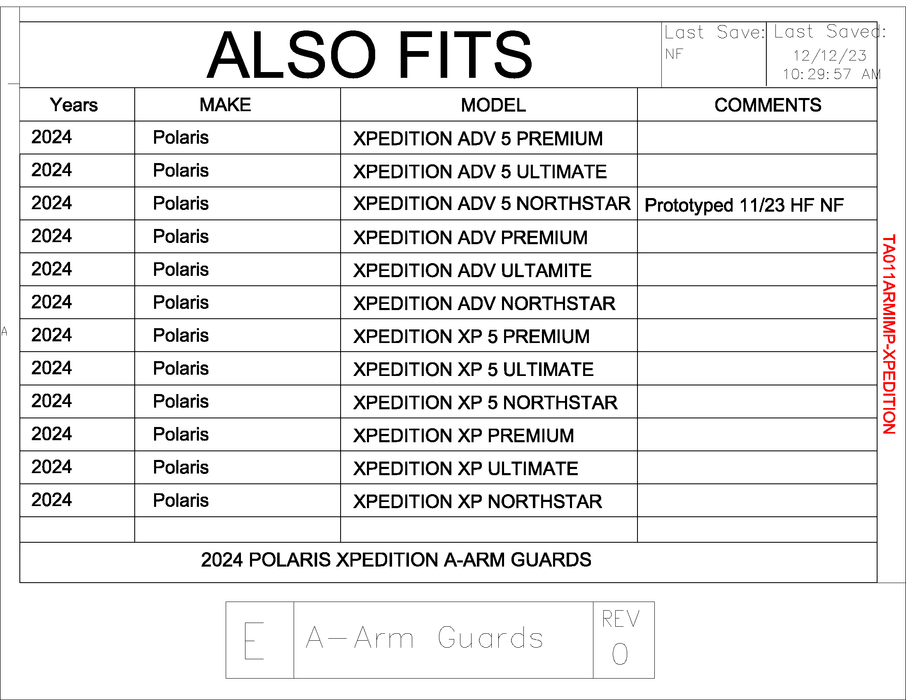 Trail Armor Polaris Xpedition XP, XP 5, ADV 5, and ADV iMpact A-Arm Guards 2024