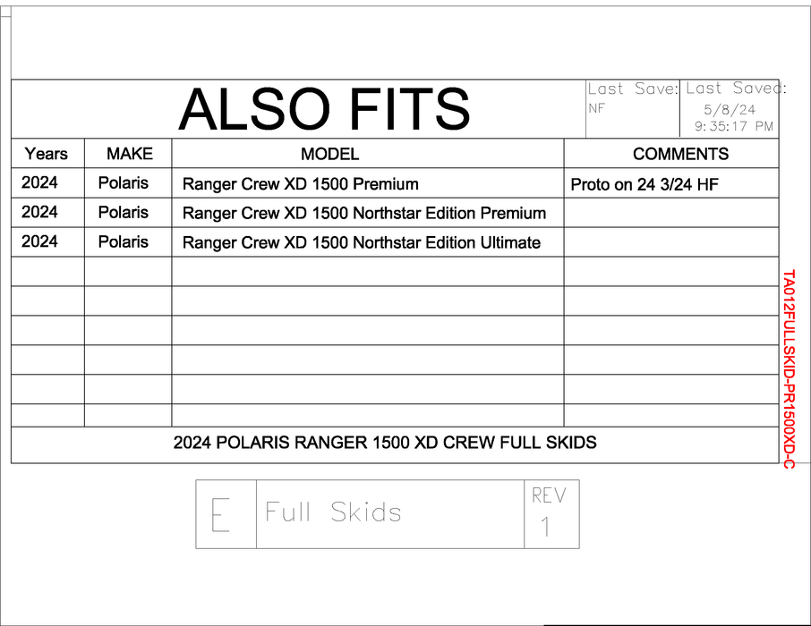 Trail Armor 2024 Polaris Ranger Crew 1500 XD (Premium, Northstar Edition Premium, Northstar Edition Ultimate) Full Skids