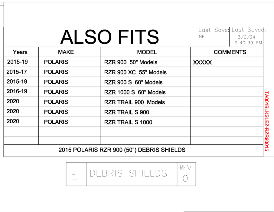 Trail Armor Polaris 2015 - 2019 Polaris RZR 900, RZR 900 EPS TRAIL, RZR S 900, RZR S 900 EPS, 2015 - 2017 RZR 900 XC and 2016 - 2020 RZR S 1000 EZON Slimline Doors