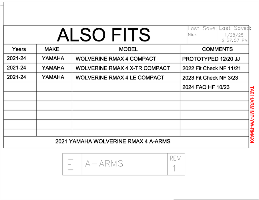 Trail Armor Yamaha Wolverine RMAX4, RMAX4 1000 X-TR, RMAX4 1000 LT Edition iMpact A-Arm Guards 2021 - 2024