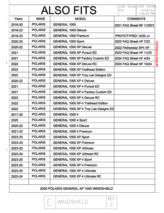 Trail Armor 2020 - 2025 Polaris General 1000, General 4 1000, General XP 1000 and General XP 4 1000 Full Windshield