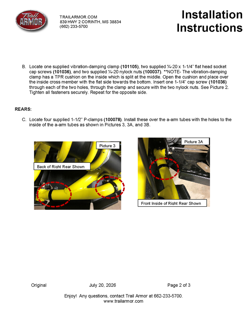 Trail Armor 2018 - 2021 Can Am Defender and Can Am Defender Max iMpact A-Arm Guards for FACTORY ARCHED A-ARMS