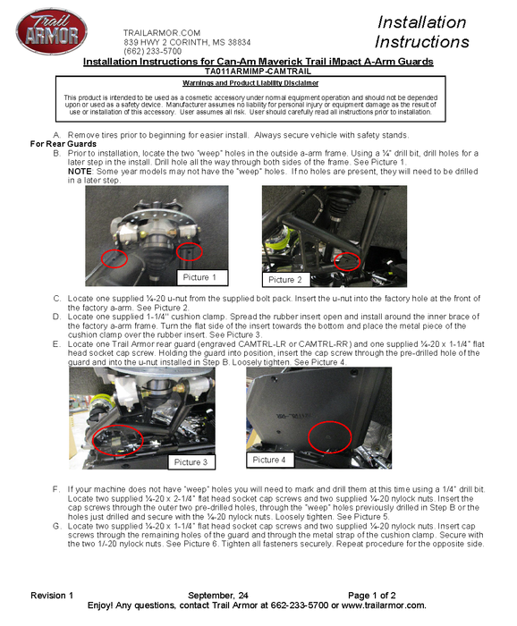 Trail Armor Can Am Maverick Trail iMpact A-Arm Guards