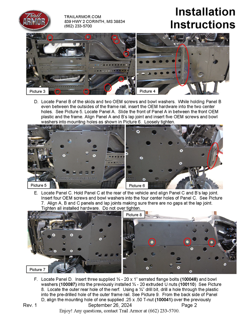 Trail Armor Can Am Commander 800, 800 DPS, 800 XT, 1000, 1000 DPS, 1000 X, 1000 XT, 1000 XT-P, 1000 Limited Full Skids with Integrated Slider Nerfs 2015-2020