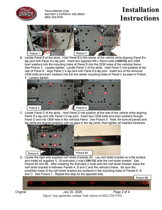 Trail Armor Can Am Commander Max XT, Commander Max and Commander Max Limited Full Skids with Integrated Slider Nerfs 2014-2020