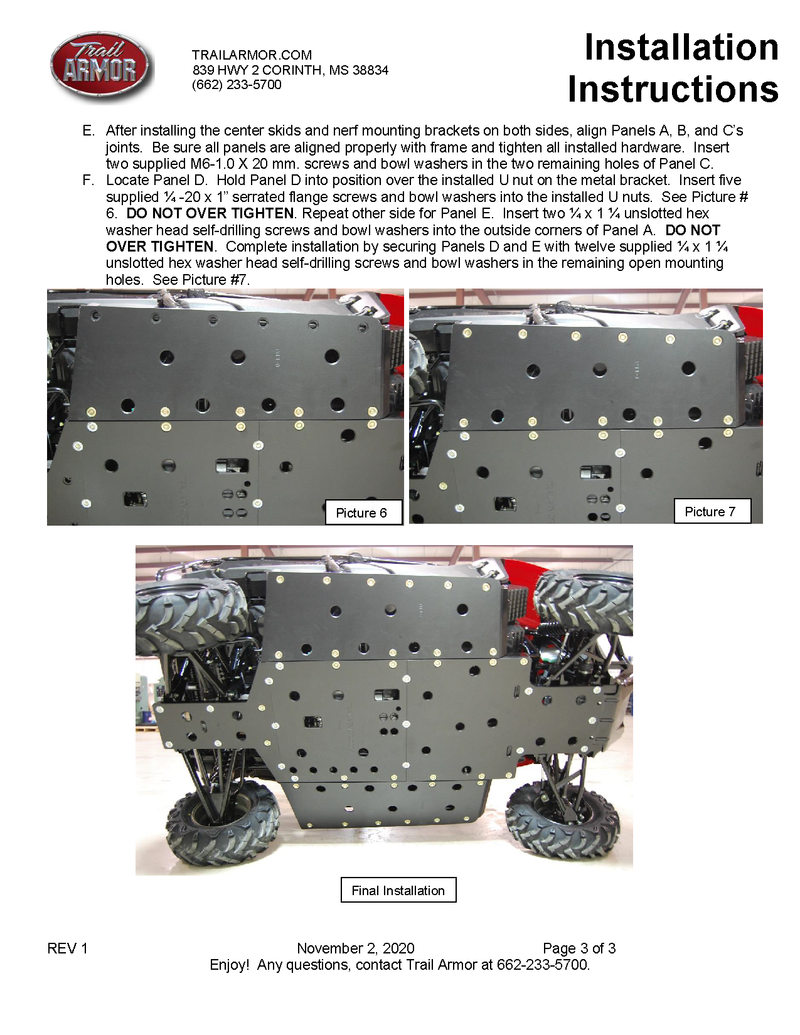 Trail Armor 2014 - 2025 Honda Pioneer 700-4, 2017 - 2025 Pioneer 700-4 Deluxe, 2025 Pioneer 700-4 Forest Full Skids