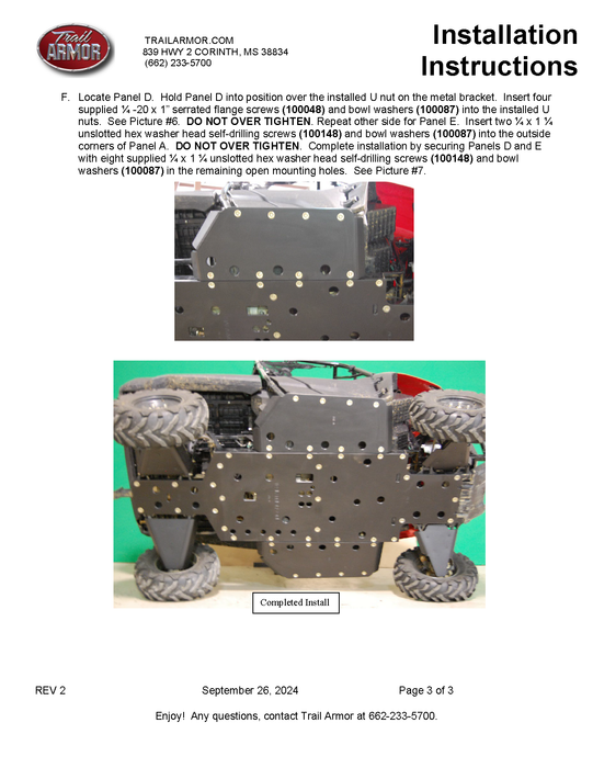 Trail Armor 2014 - 2025 Honda Pioneer 700, 2017 - 2025 Pioneer 700 Deluxe, 2025 Pioneer 700 Forest Full Skids