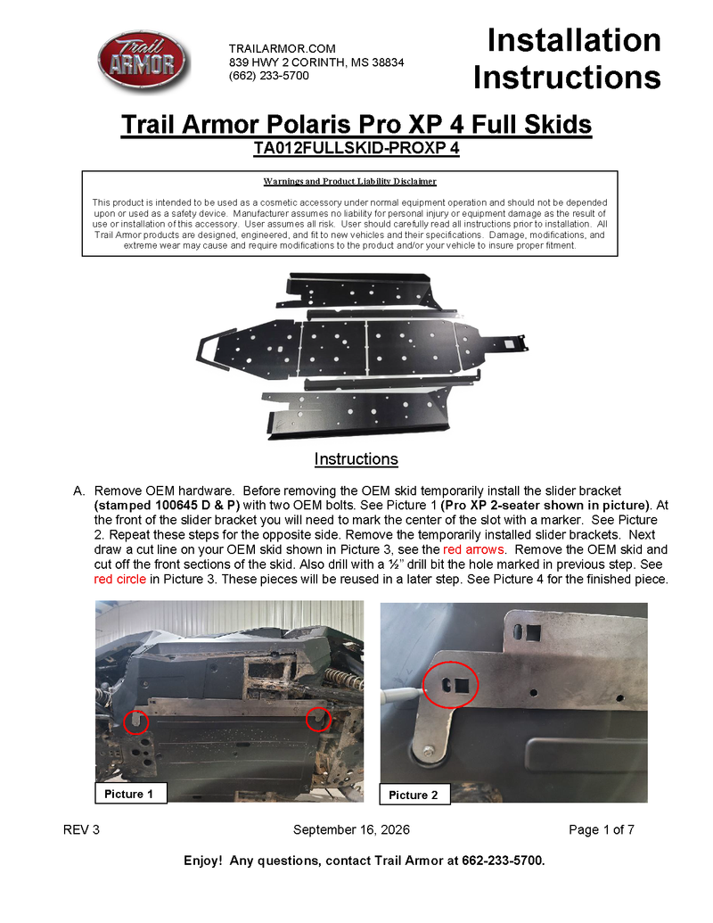 Trail Armor RZR XP Pro 4 Full Skids with Integrated Sliders or Trimmed for Extreme Kick Out Nerf Sliders