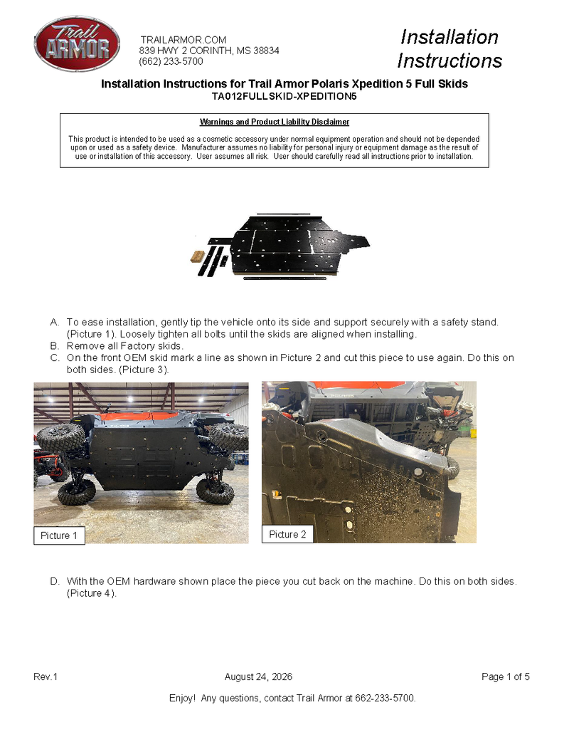 Trail Armor Polaris Xpedition XP 5 and ADV 5 Full Skids 2024 - 2025
