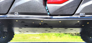 Trail Armor full skid belly plate close up view with mounting hardware on Honda Pioneer 1000-6 Crew 2023-2024