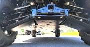 Trail Armor full skid plate rear undercarriage view with hitch receiver on Honda Pioneer 1000-6 Crew 2023-2024
