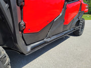 Trail Armor full skids rock slider side profile view on red Honda Pioneer 1000-6 Crew UTV 2023-2024