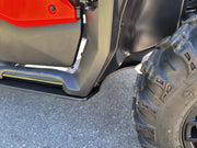 Trail Armor full skids rocker guard and fender detail view on red Honda Pioneer 1000-6 Crew 2023-2024