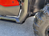 Trail Armor full skids rocker guard and fender detail view on red Honda Pioneer 1000-6 Crew 2023-2024