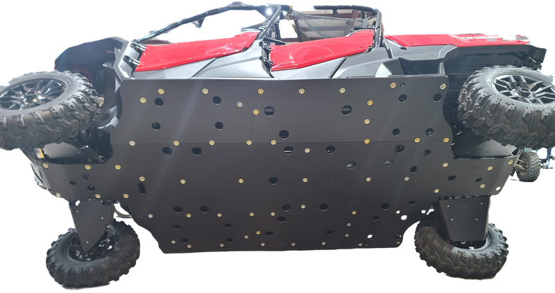 Trail Armor full skid plate installed on Honda Pioneer 1000-6 Crew UTV complete undercarriage protection 2023-2024
