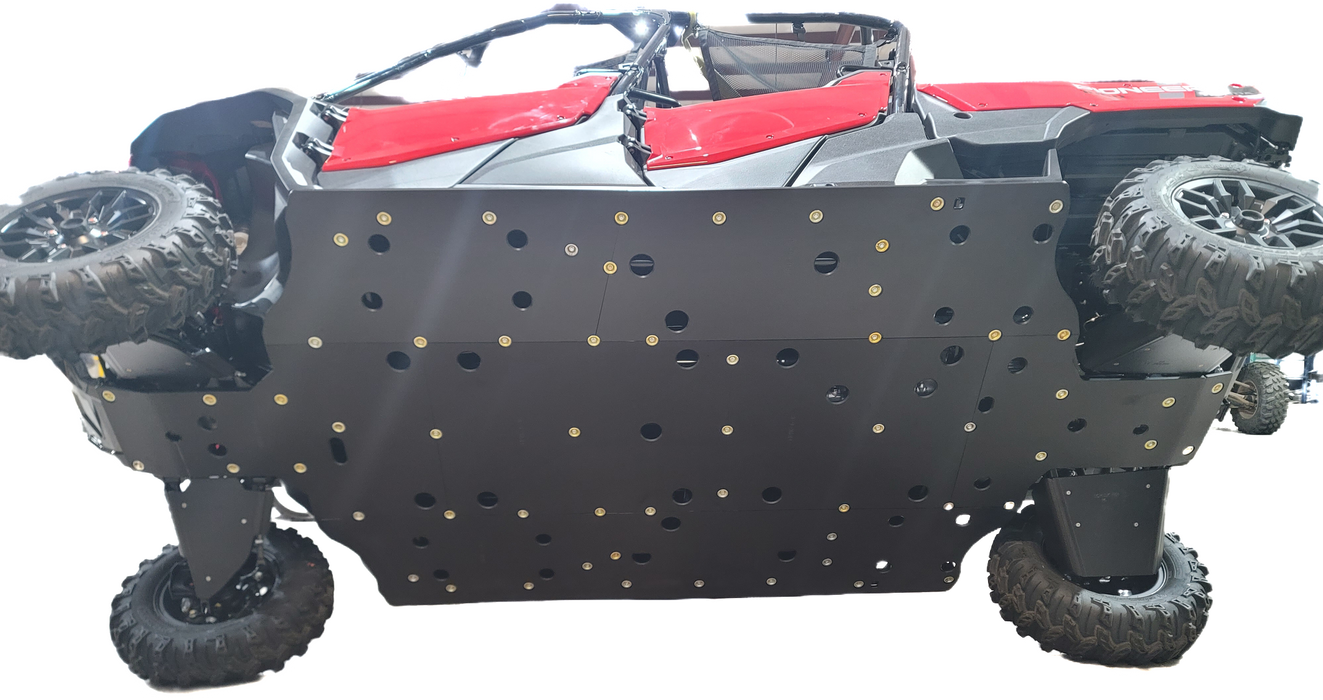 Trail Armor full skid plate installed on Honda Pioneer 1000-6 Crew UTV complete undercarriage protection 2023-2024