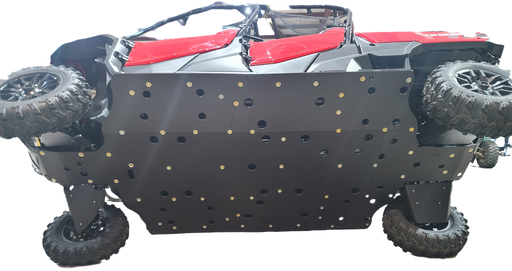 Trail Armor full skid plate installed on Honda Pioneer 1000-6 Crew UTV complete undercarriage protection 2023-2024