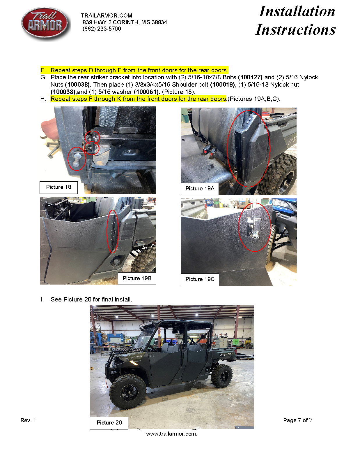 Trail Armor Ranger Crew and Ranger XP Crew 1000 Half Doors 2021 - 2025