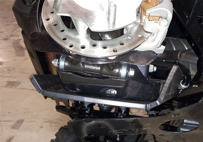 Trail Armor Honda Pioneer 1000, 1000-5 and 1000-6 Crew iMpact Lower A-Arm Guard Installed – Brake Rotor and Caliper Protection Detail