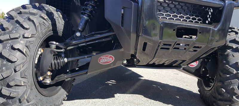 Trail Armor Honda Pioneer 1000, 1000-5 and 1000-6 Crew iMpact Lower A-Arm Guard Installed – Close-Up CV Hub and Wheel Knuckle View