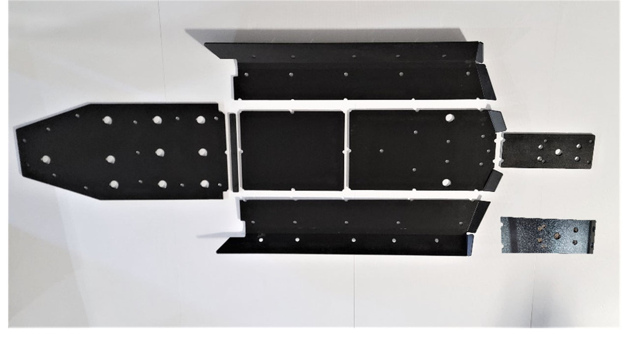 Trail Armor black full skids with integrated side skid plates complete kit flat lay Kawasaki KRX 4 1000