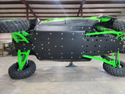 Trail Armor Kawasaki Teryx 4 H2 full skid plates installed undercarriage view with side skids