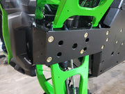 Trail Armor Kawasaki Teryx 4 H2 skid plate front mounting corner with brass hardware closeup