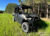 Trail Armor half doors on a Polaris Ranger Crew 1000 UTV front angle in a grass field