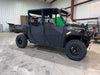 Trail Armor half doors on an olive Polaris Ranger Crew 1000 front three quarter view