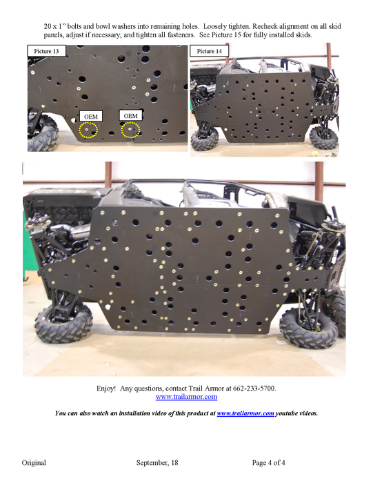 Trail Armor full skid plate fully installed on a Polaris Ranger XP 900 Crew UTV