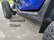 Trail Armor standard sliders installed on Polaris RZR Pro R rocker panel