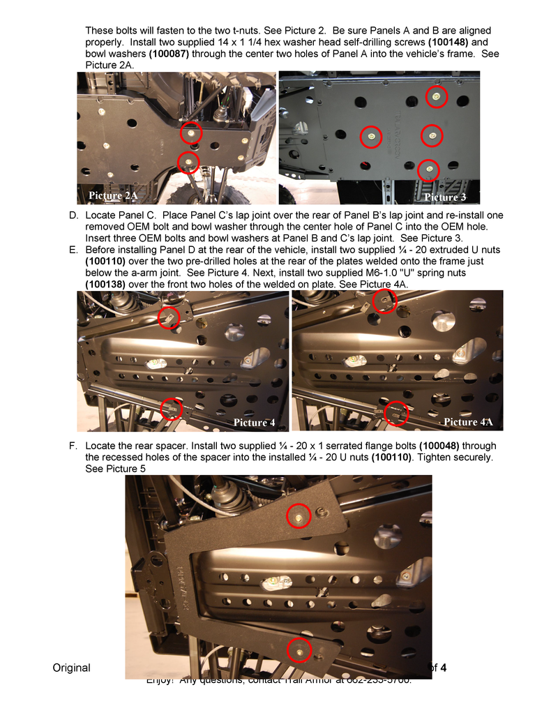 Trail Armor Ranger Midsize 570 Crew full skid plate installation instructions, page 2