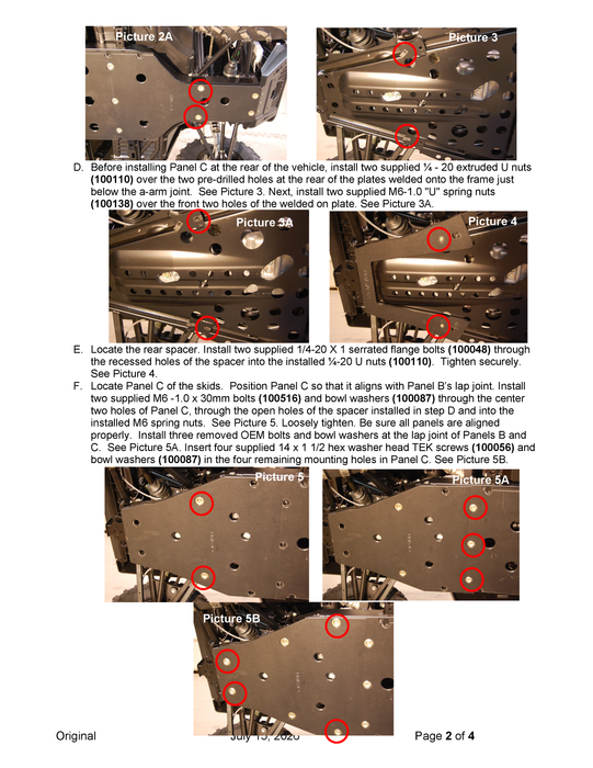 Trail Armor Ranger Midsize 570 full skid plate installation instructions, page 2 diagram
