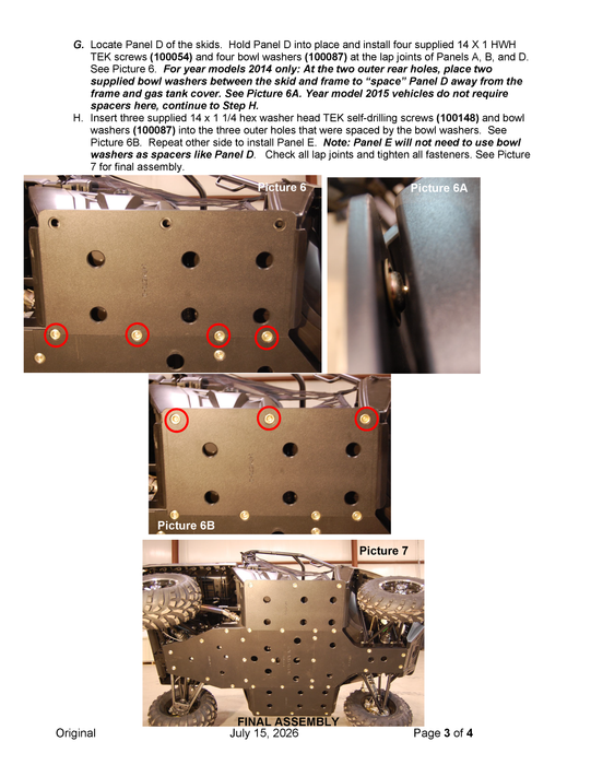 Trail Armor Ranger Midsize 570 full skid plate installation instructions, page 3 final assembly