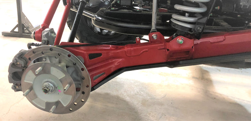 Trail Armor trailing arm guard installed on rear suspension of Honda Talon 1000X XS X-4 Fox Live Valve UTV
