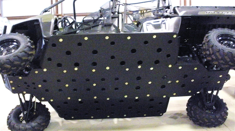 Trail Armor full skid plate fully installed on a Polaris Ranger 800 Crew side view