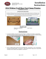Trail Armor Arctic Cat Wildcat Trail, Wildcat Trail XT, Wildcat Trail Limited EPS, Wildcat Sport Limited EPS, Wildcat Sport XT, and Wildcat Sport Rear Window Dust Seal 2014 - 2017