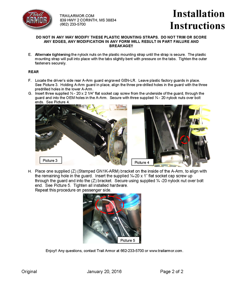 Trail Armor Polaris General 1000 and General 1000 4 IMpact AArm Guard