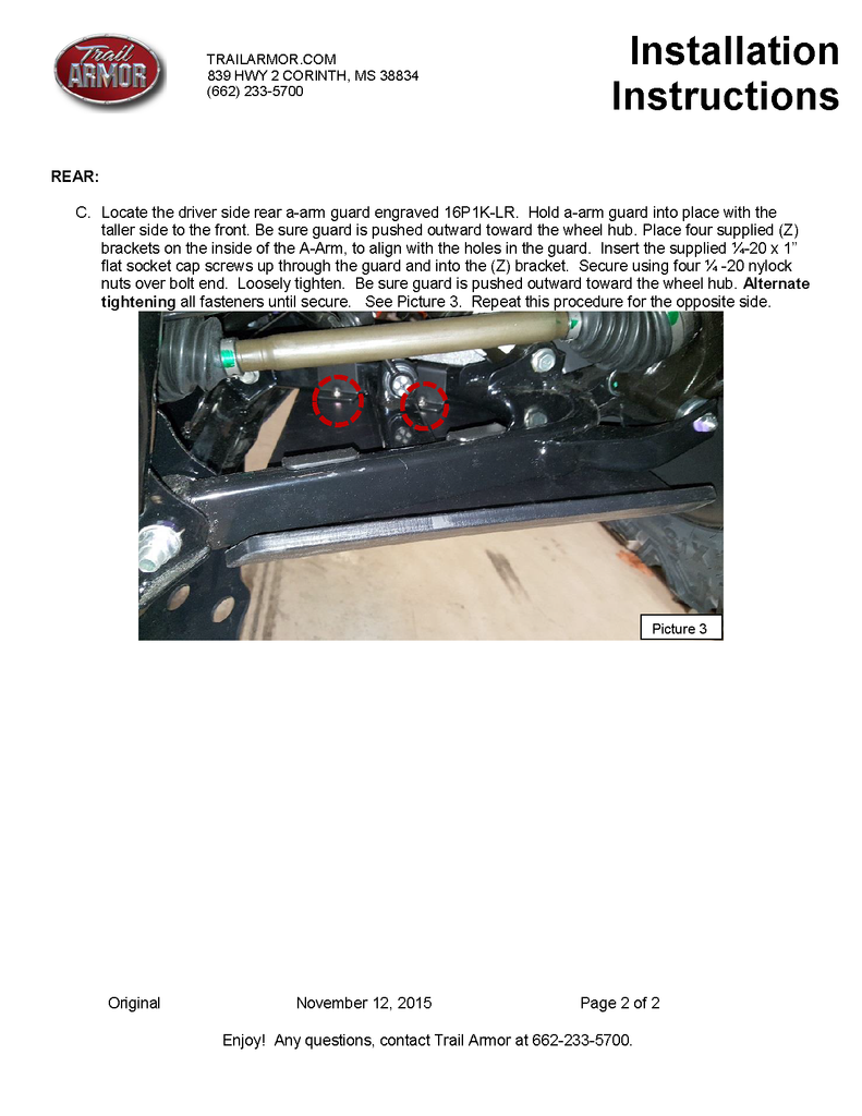 Trail Armor Honda Pioneer 1000 and Honda Pioneer 10005 iMpact AArm G