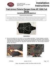 Trail Armor 2021 - 2023 Polaris Ranger XP 1000 Crew Full Skids