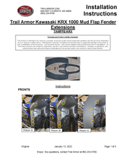 Trail Armor Kawasaki KRX 1000 Mud Flap Fender Extensions 2020 - 2023