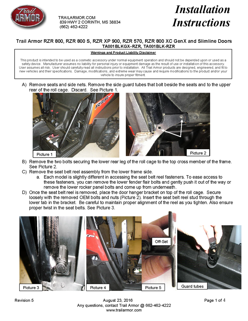 Trail Armor GenX Doors for RZR 800, XP 900, S 570, 800 XC