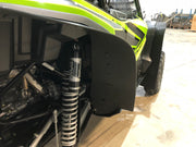 Trail Armor mud flap rear fender extension with Fox shock view on green Honda Talon 1000R UTV 2019-2023