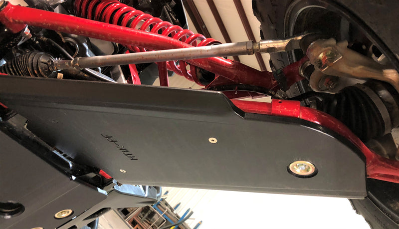 Trail Armor iMpact front A-arm guard close up fit and mounting detail on Honda Talon 1000R RS Fox Live Valve 2019-2023
