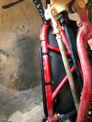 Trail Armor iMpact front A-arm guard inner frame and tie rod protection detail on Honda Talon 1000R RS Fox Live Valve