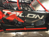 Trail Armor lower door insert kit installed on red Honda Talon 1000X-4 Live Valve 4-seat UTV door panel