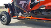 Trail Armor full skids rock slider and door area with logo badge on orange Honda Talon 1000X-4 Fox Live Valve 2020-2026