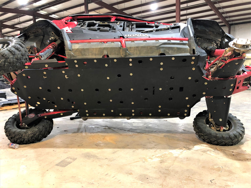 Trail Armor full skid plates front side view complete coverage on Honda Talon 1000X-4 XS-4 R-4 Fox Live Valve 2020-2026