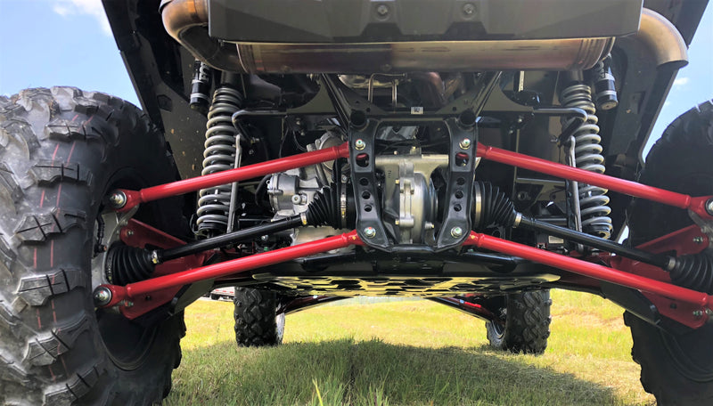 Trail Armor trailing arm guards full undercarriage rear suspension view on Honda Talon 1000X XS X-4 Fox Live Valve